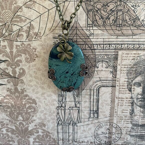 Hand crafted Dainty Charm Brass Jasper Necklace - Picture 1 of 7
